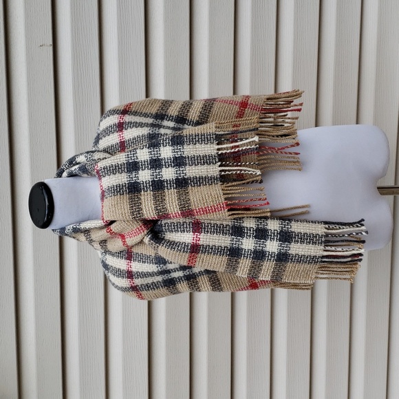 BURBERRY CHECK PLAID SCARF CAPE CAPELET - Picture 5 of 8